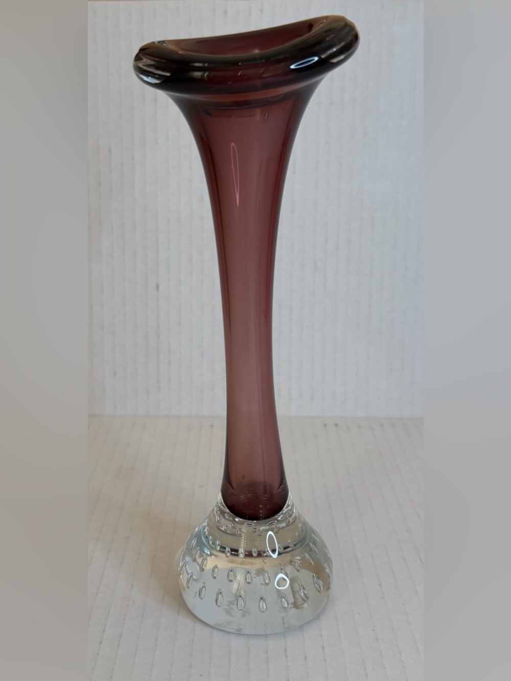 Aseda Bo Borgström Jack in the Pulpit or Swedish art glass vase purple 8.5” tall